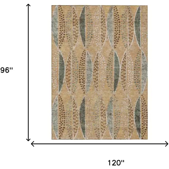 Copper And Beige Geometric Washable Indoor Outdoor Area Rug Photo 7