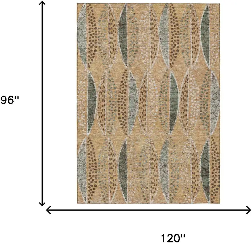 Copper And Beige Geometric Washable Indoor Outdoor Area Rug Photo 7