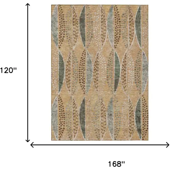 Copper And Beige Geometric Washable Indoor Outdoor Area Rug Photo 7