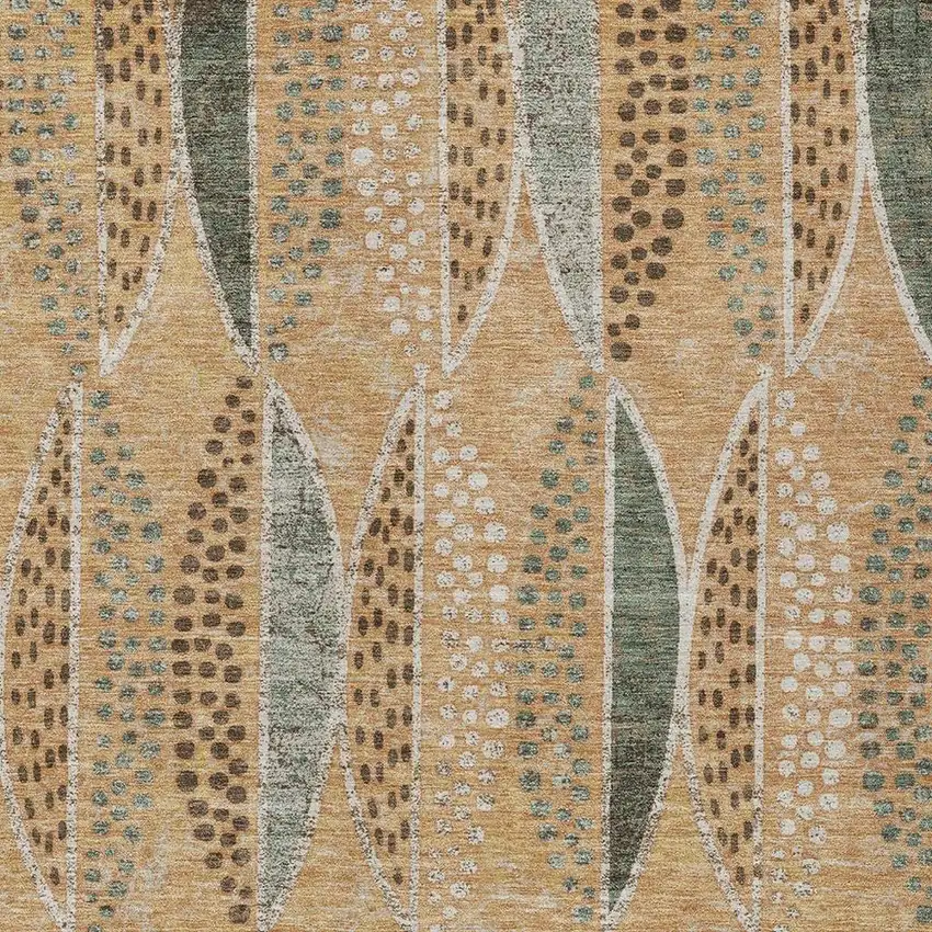 Copper And Beige Geometric Washable Indoor Outdoor Area Rug Photo 3