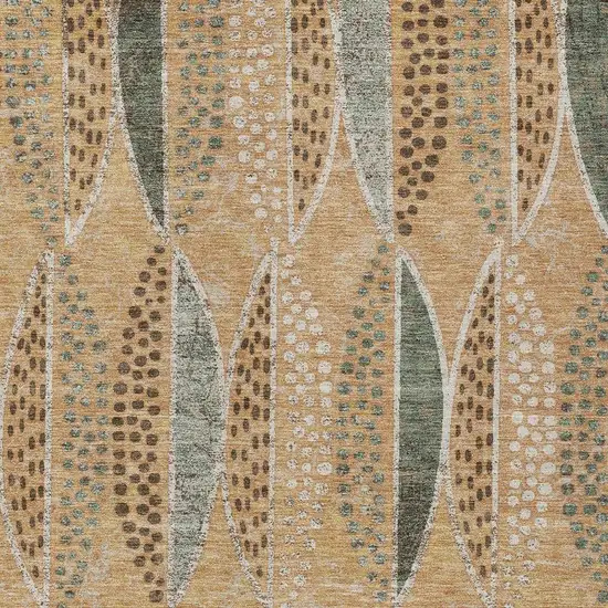 Copper And Beige Geometric Washable Indoor Outdoor Area Rug Photo 3