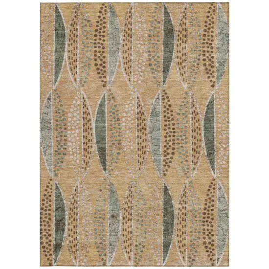 Copper And Beige Geometric Washable Indoor Outdoor Area Rug Photo 4