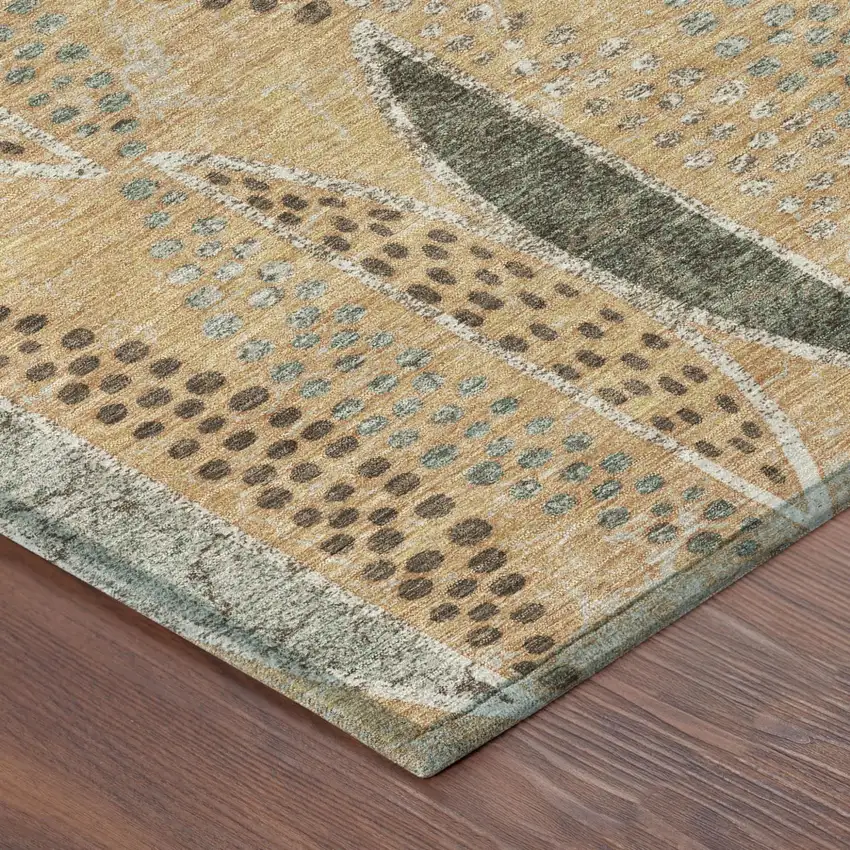 Copper And Beige Geometric Washable Indoor Outdoor Area Rug Photo 5