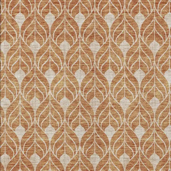 Copper And Beige Geometric Washable Indoor Outdoor Area Rug Photo 5