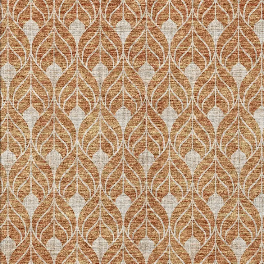 Copper And Beige Geometric Washable Indoor Outdoor Area Rug Photo 5