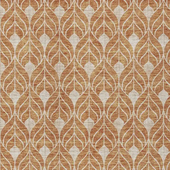 Copper And Beige Geometric Washable Indoor Outdoor Area Rug Photo 5