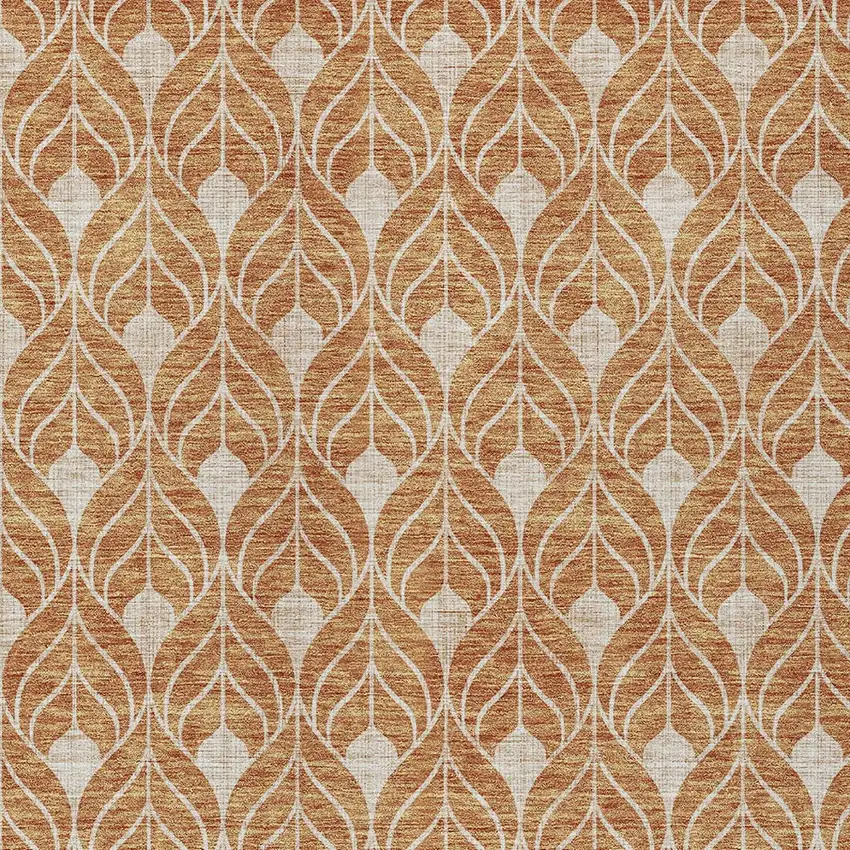 Copper And Beige Geometric Washable Indoor Outdoor Area Rug Photo 5
