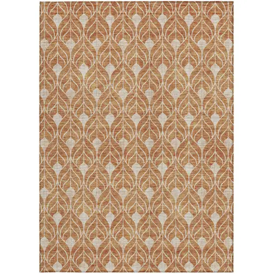 Copper And Beige Geometric Washable Indoor Outdoor Area Rug Photo 6