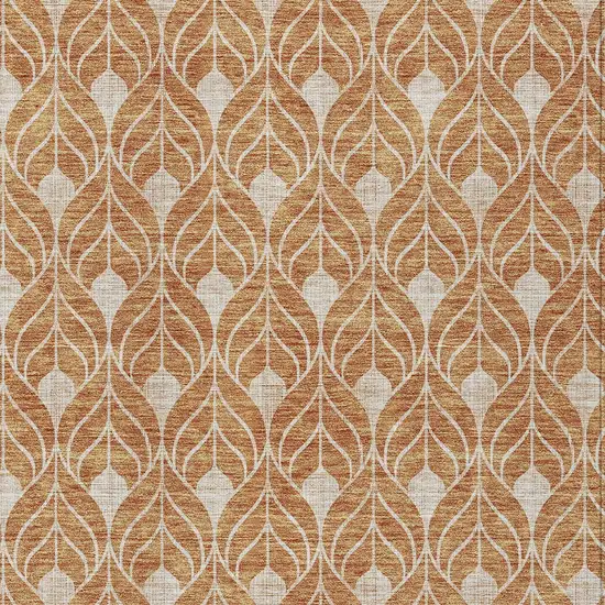 Copper And Beige Geometric Washable Indoor Outdoor Area Rug Photo 5