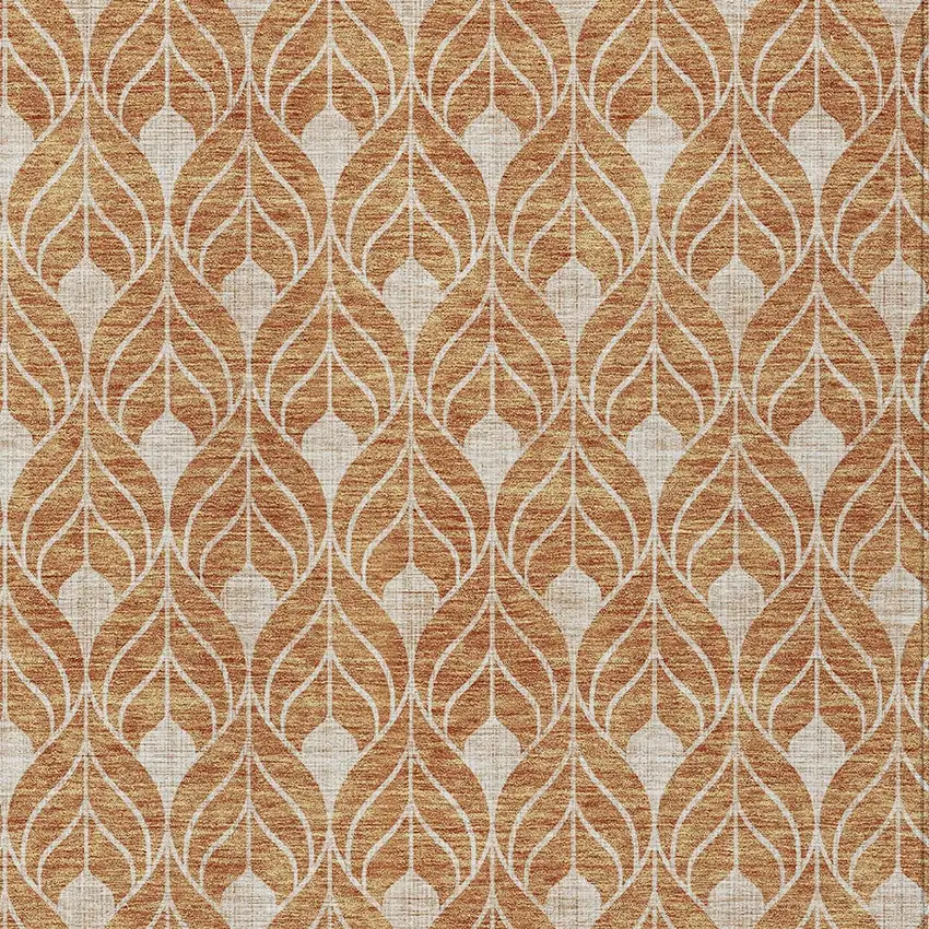 Copper And Beige Geometric Washable Indoor Outdoor Area Rug Photo 5