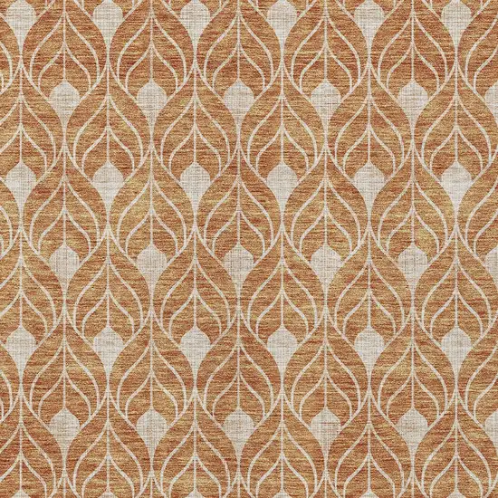 Copper And Beige Geometric Washable Indoor Outdoor Area Rug Photo 5
