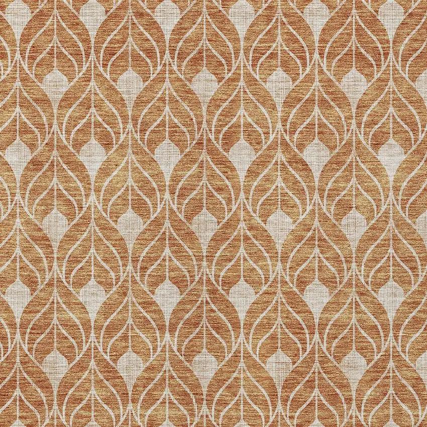 Copper And Beige Geometric Washable Indoor Outdoor Area Rug Photo 5