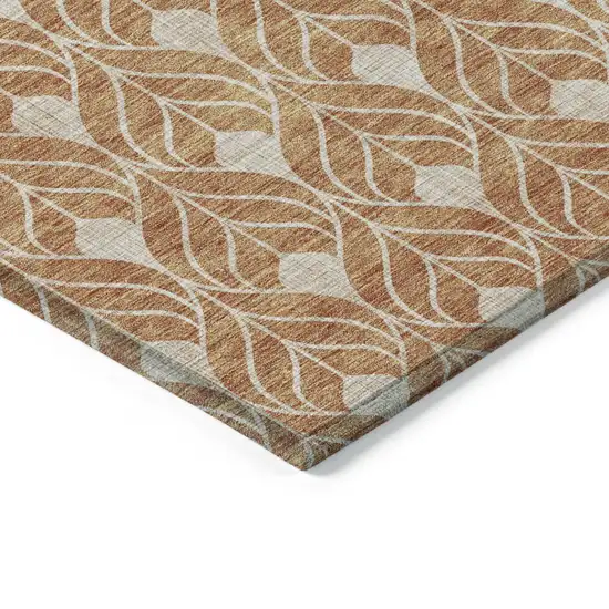 Copper And Beige Geometric Washable Indoor Outdoor Area Rug Photo 4