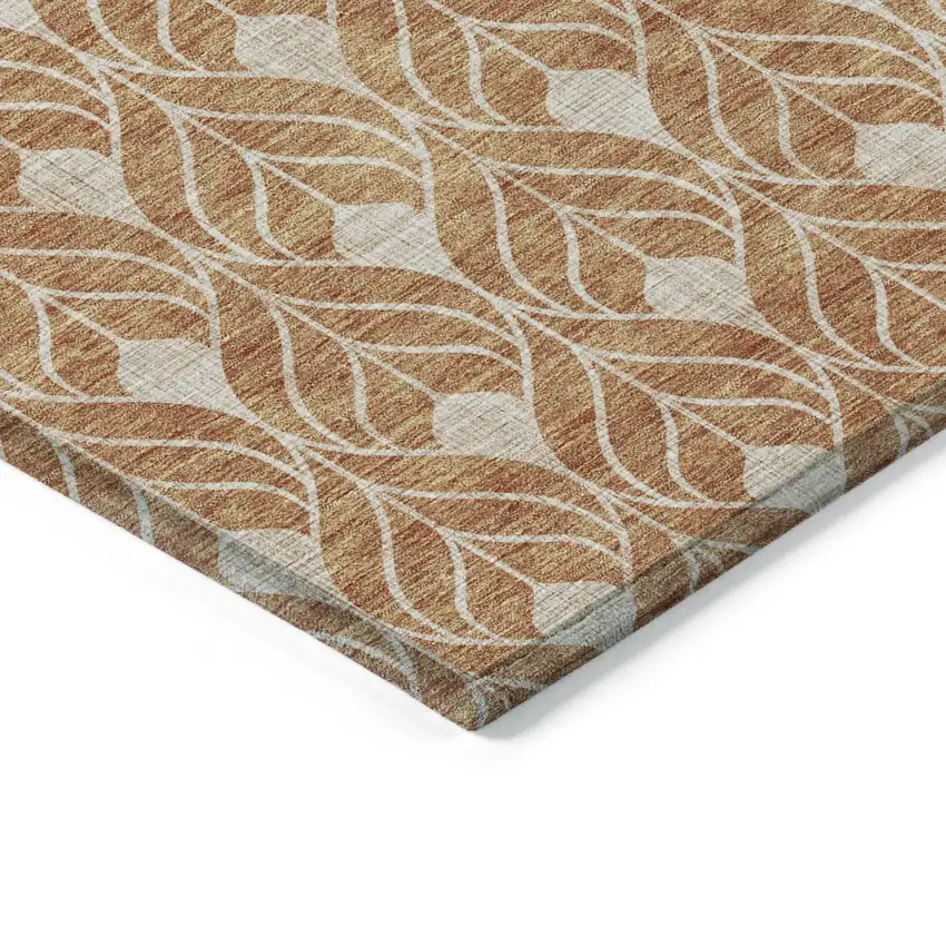 Copper And Beige Geometric Washable Indoor Outdoor Area Rug Photo 4