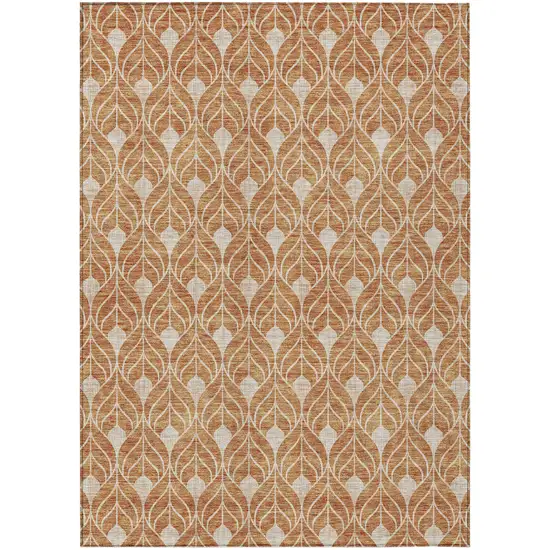 Copper And Beige Geometric Washable Indoor Outdoor Area Rug Photo 2