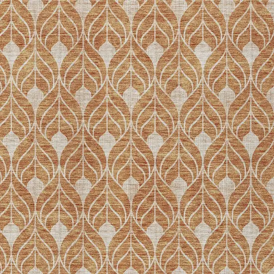 Copper And Beige Geometric Washable Indoor Outdoor Area Rug Photo 5