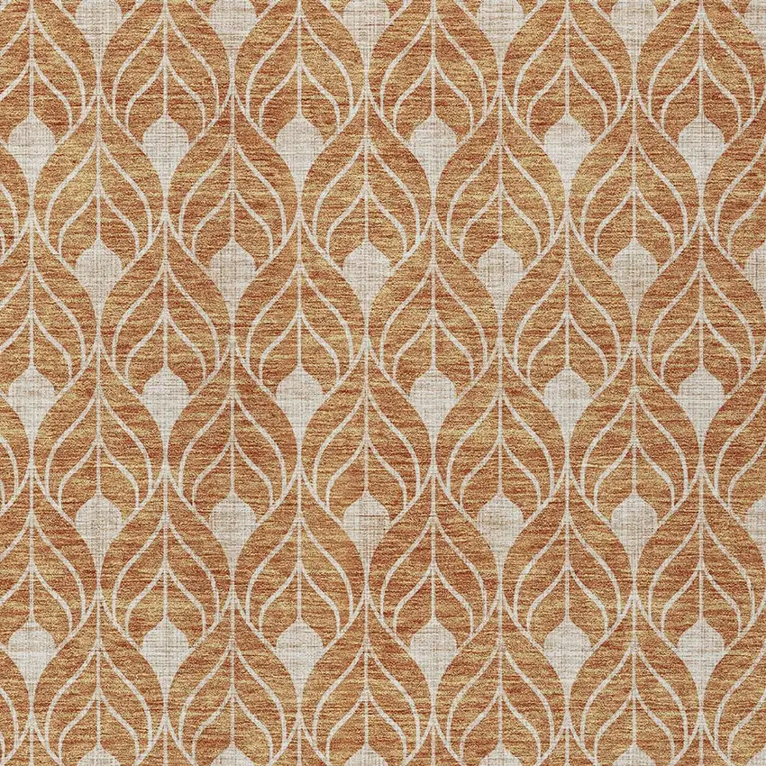 Copper And Beige Geometric Washable Indoor Outdoor Area Rug Photo 5