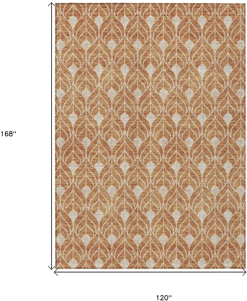 Copper And Beige Geometric Washable Indoor Outdoor Area Rug Photo 3