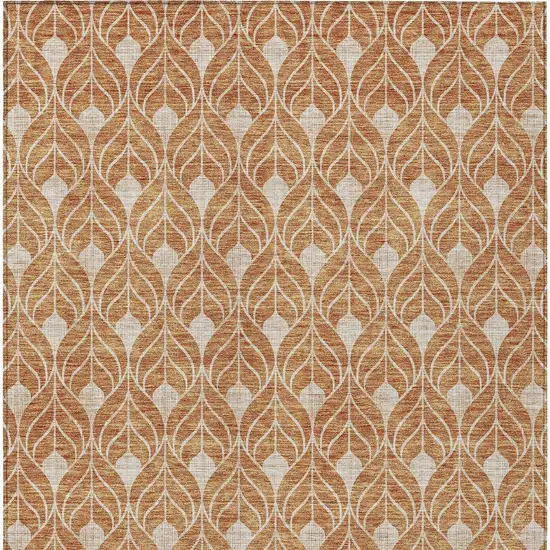 Copper And Beige Geometric Washable Indoor Outdoor Area Rug Photo 6