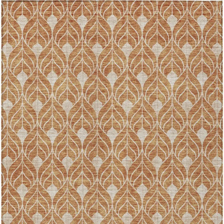 Copper And Beige Geometric Washable Indoor Outdoor Area Rug Photo 6