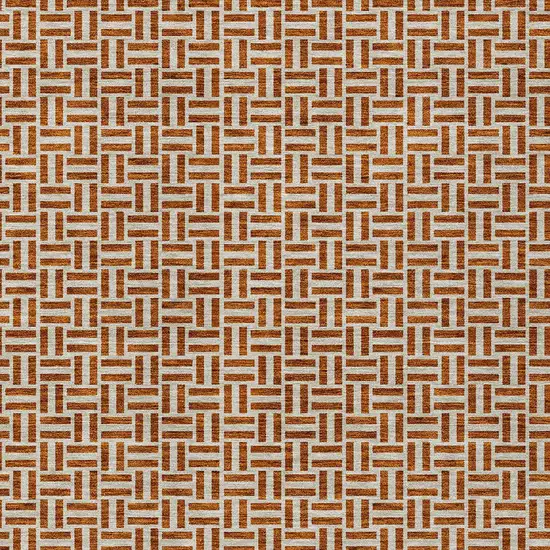 Copper And Beige Geometric Washable Indoor Outdoor Area Rug Photo 7