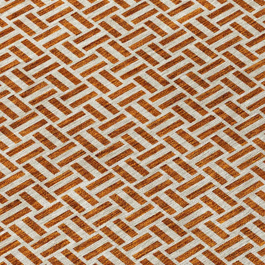 Copper And Beige Geometric Washable Indoor Outdoor Area Rug Photo 6