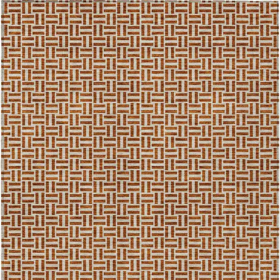 Copper And Beige Geometric Washable Indoor Outdoor Area Rug Photo 8