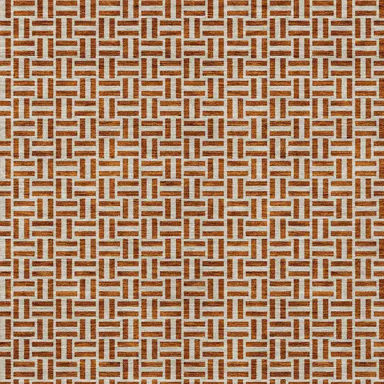 Copper And Beige Geometric Washable Indoor Outdoor Area Rug Photo 7