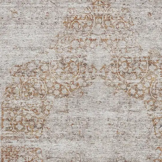 Copper And Beige Medallion Washable Area Rug With UV Protection Photo 2