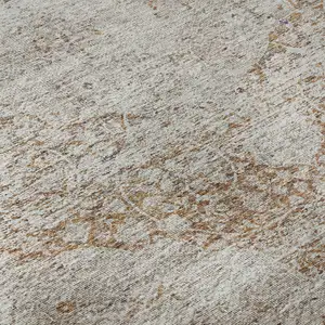 Photo of Copper And Beige Medallion Washable Area Rug With UV Protection