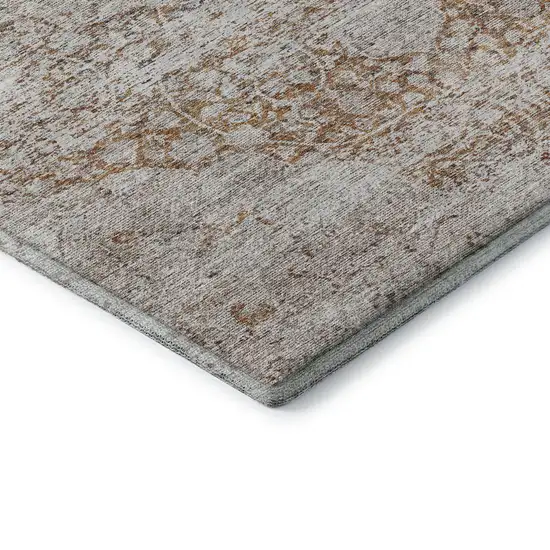 Copper And Beige Medallion Washable Area Rug With UV Protection Photo 7