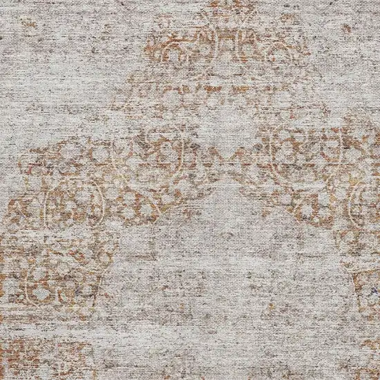 Copper And Beige Medallion Washable Area Rug With UV Protection Photo 2