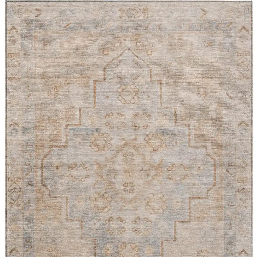Copper And Beige Medallion Washable Indoor Outdoor Area Rug Photo 4