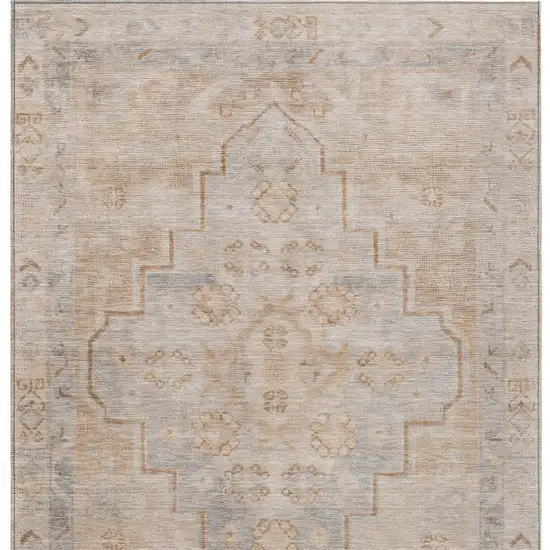 Copper And Beige Medallion Washable Indoor Outdoor Area Rug Photo 4