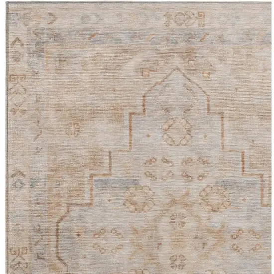 Copper And Beige Medallion Washable Indoor Outdoor Area Rug Photo 3