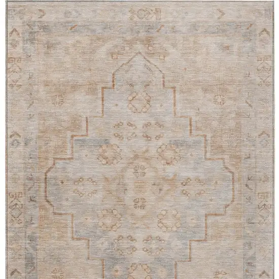 Copper And Beige Medallion Washable Indoor Outdoor Area Rug Photo 7