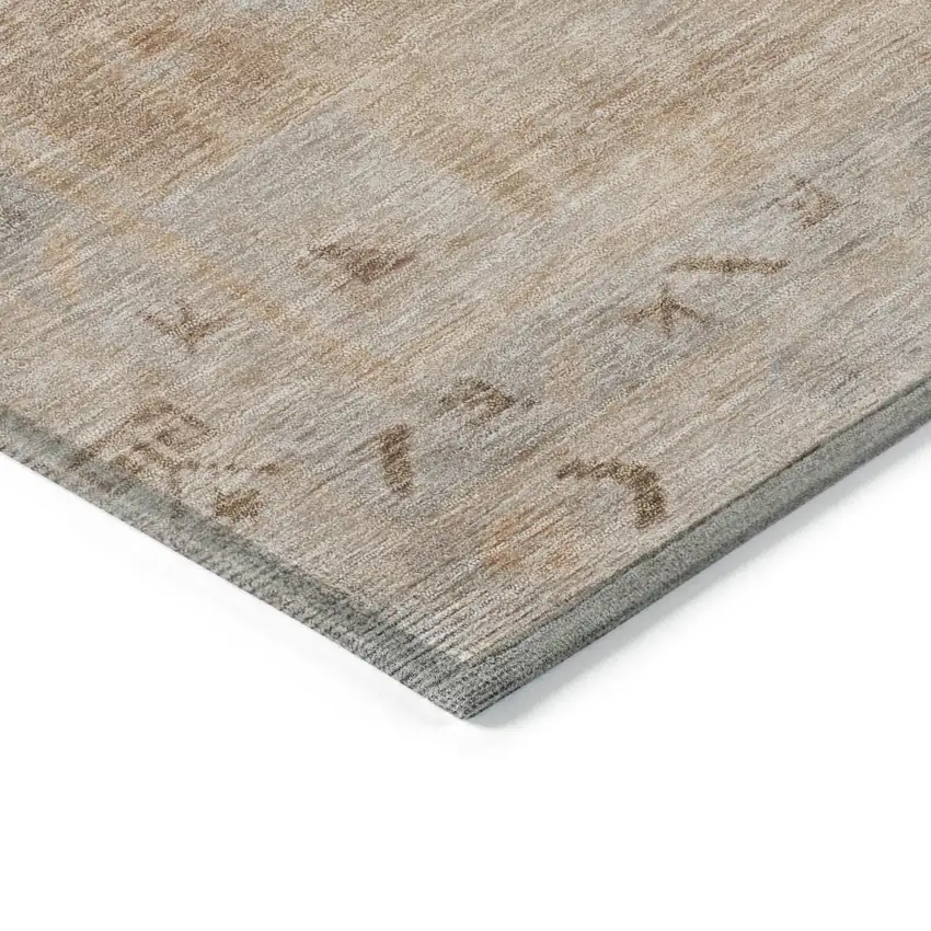 Copper And Beige Medallion Washable Indoor Outdoor Area Rug Photo 6