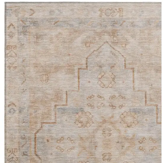 Copper And Beige Medallion Washable Indoor Outdoor Area Rug Photo 8