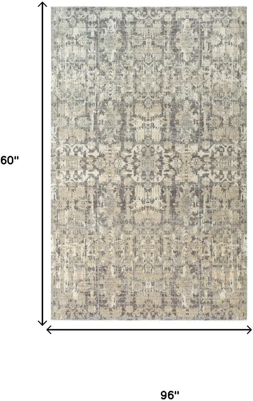 Copper And Beige New Zealand Lambs Wool Damask Hand Carved Handmade Area Rug Photo 7