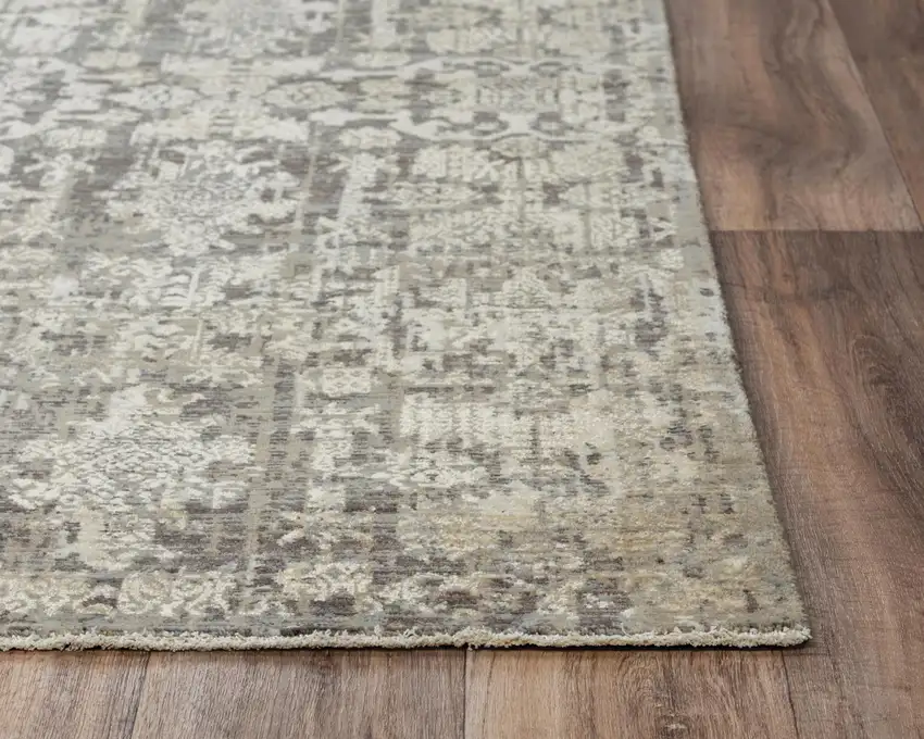 Copper And Beige New Zealand Lambs Wool Damask Hand Carved Handmade Area Rug Photo 3
