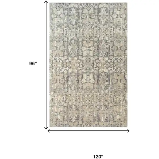 Copper And Beige New Zealand Lambs Wool Damask Hand Carved Handmade Area Rug Photo 7