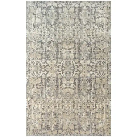 Copper And Beige New Zealand Lambs Wool Damask Hand Carved Handmade Area Rug Photo 2