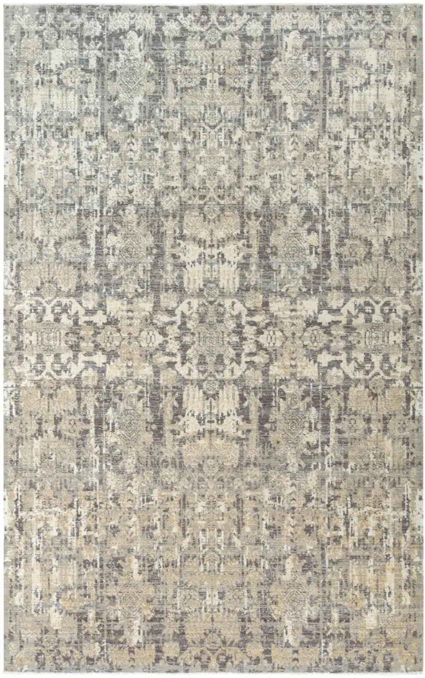 Copper And Beige New Zealand Lambs Wool Damask Hand Carved Handmade Area Rug Photo 2