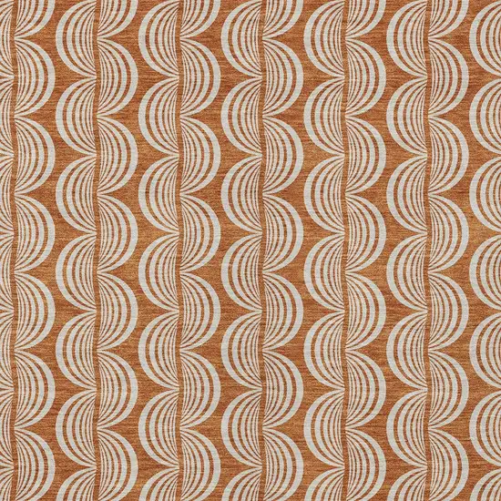 Copper And Beige Ogee Washable Indoor Outdoor Area Rug Photo 5