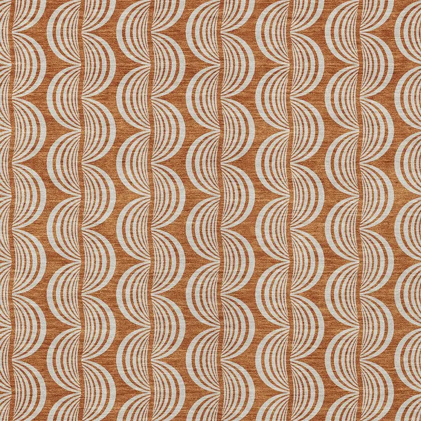 Copper And Beige Ogee Washable Indoor Outdoor Area Rug Photo 5