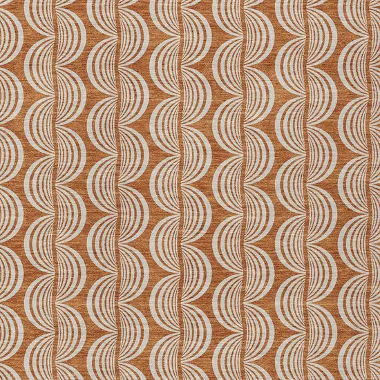 Copper And Beige Ogee Washable Indoor Outdoor Area Rug Photo 5