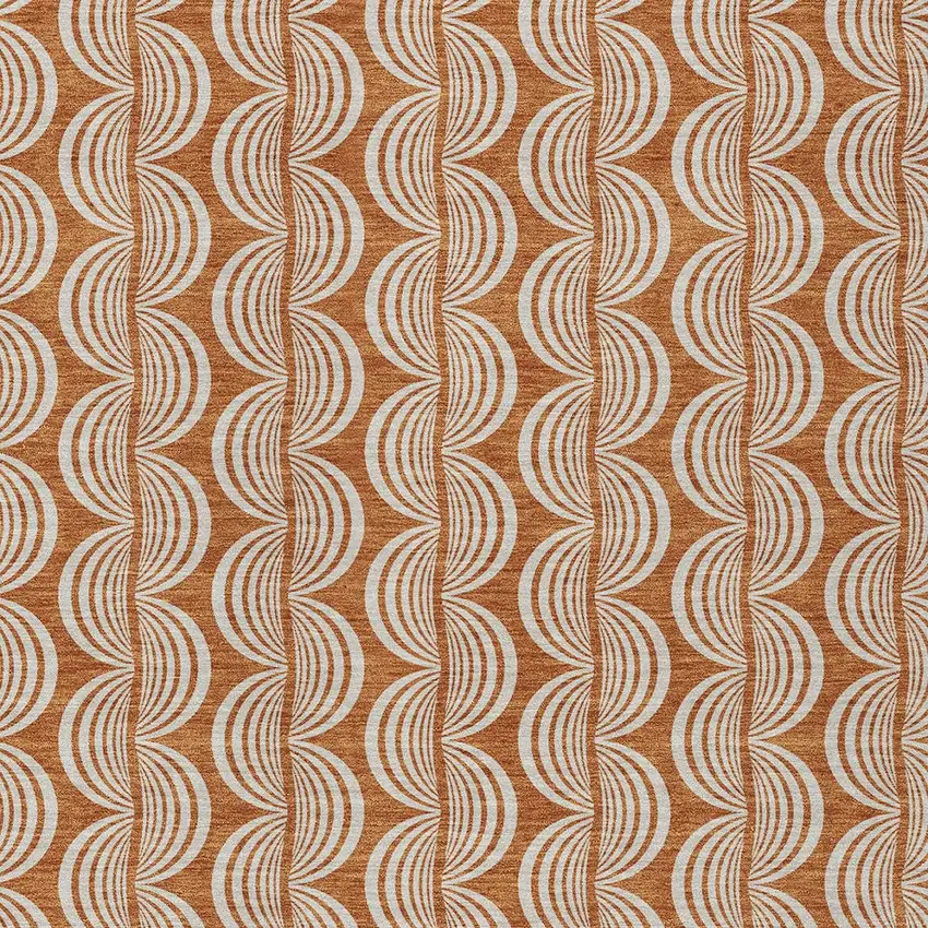 Copper And Beige Ogee Washable Indoor Outdoor Area Rug Photo 5