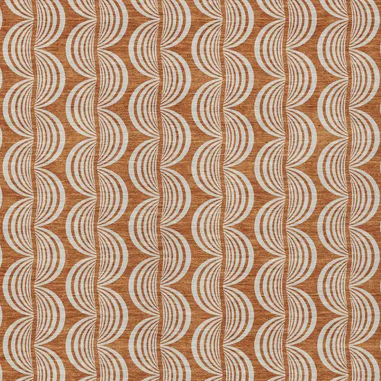 Copper And Beige Ogee Washable Indoor Outdoor Area Rug Photo 5