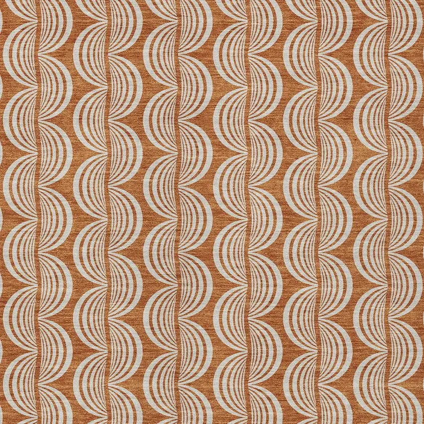 Copper And Beige Ogee Washable Indoor Outdoor Area Rug Photo 5