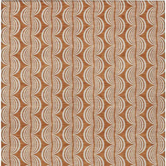 Copper And Beige Ogee Washable Indoor Outdoor Area Rug Photo 6